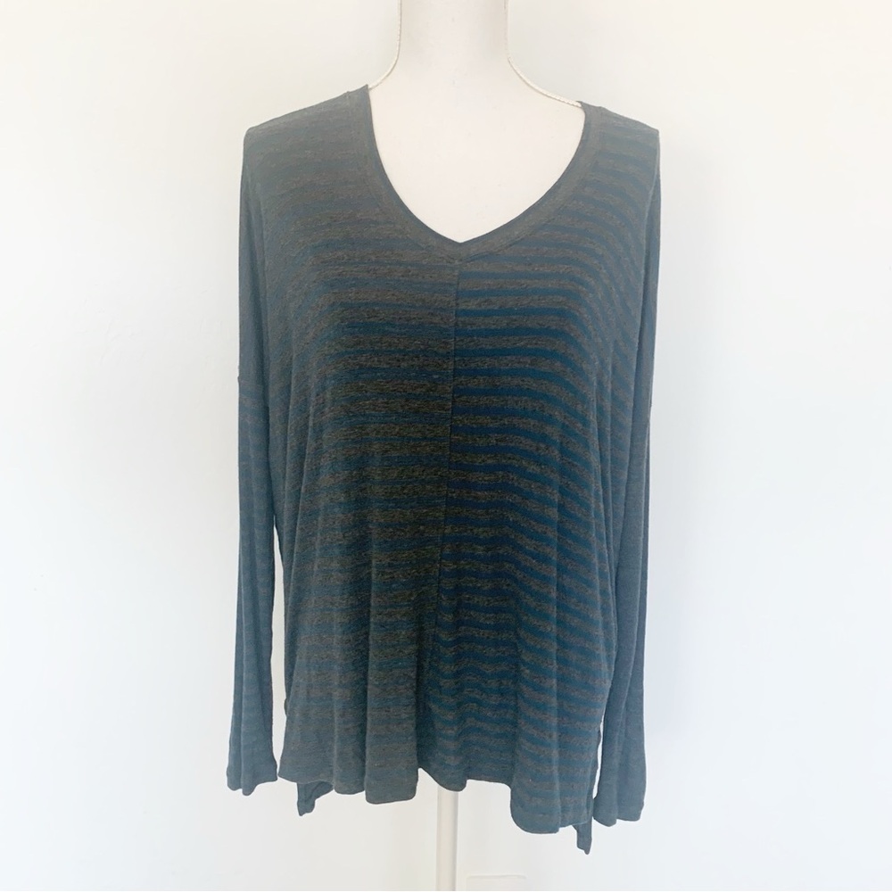 Cabi Hybrid Stripe Tee V-Neck Oversized Top Style 3687 Size S